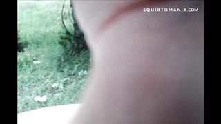 Teen Squirting Outdoor from TAXI with BFF Lesbian