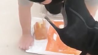 Chinese Femdom,mistress Dirty Boots Trampling Food Feeding Footslave