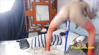 Older Women Fucks Everything she finds at home