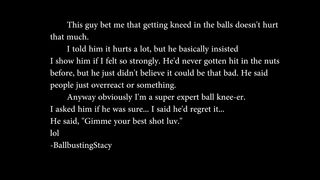 BallbustingStacy's Knee'n Puke Very Bad Day