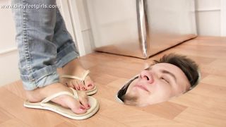 DirtyFeetGirls - Angelina has a foot cleaning face