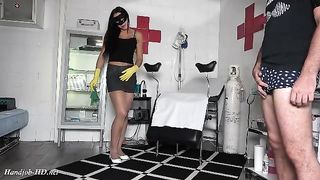 Mistress Gaia rubber gloves orgasm