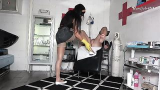 Mistress Gaia rubber gloves orgasm