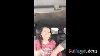 Very cute chick gets fingered to orgasm in back seat