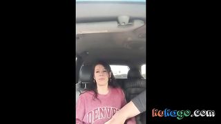 Very cute chick gets fingered to orgasm in back seat
