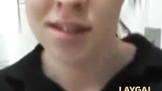 Cute Gamestop employee backroom blowjob