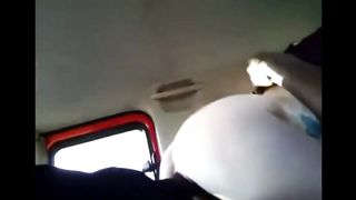 Girlfriend fucks black guy in car while cuck drives
