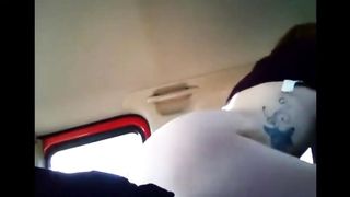 Girlfriend fucks black guy in car while cuck drives