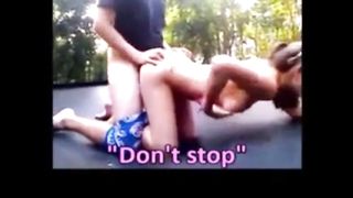 Cumming inside a teen on trampoline