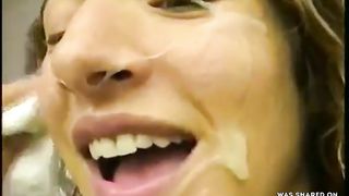 Friends watch her get facial