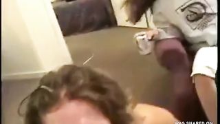 Friends watch her get facial