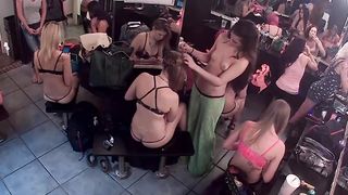 Bunch of strippers hanging out in the dressing room