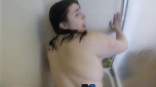 Shameless chubby chick, floppy tits, trimmed cunt