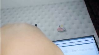 He cums inside her teen pussy and she squirts masturbating