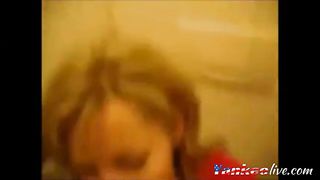 Hot old Milf sucks and fucks young guy in bathroom