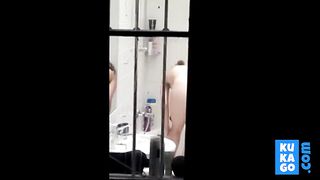 Neighbour caught naked in bathroom