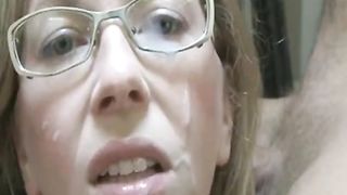 mature hand-job blowjob facial