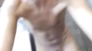 Skinny chick shows off her huge lips