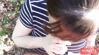Cheating girl sucks my cock in the woods!