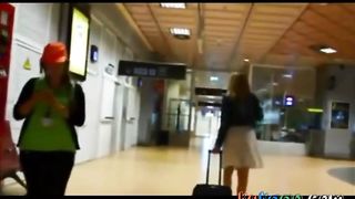 Horny girl on the airport