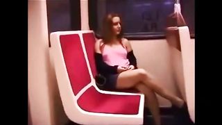 Train flashing no panties no bra