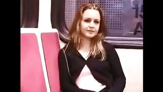 Train flashing no panties no bra