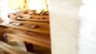 Verry sexy hot woman masturbates in church