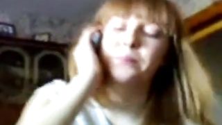 Blowjob and handjob by Redhead Russian Teen while on phone