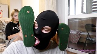 KARINA - Humiliates her slave - Flip flops and foot worship