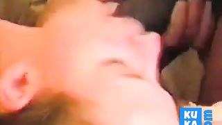 Girl taking cum in mouth from black guy.