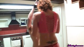 Red ballbuster cock torture