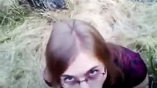 British slut outdoor cum swallow