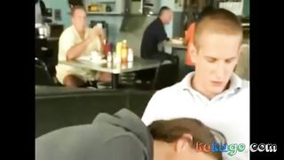 blowjob in a cafeteria