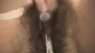 Hairy girls toothbrush wank with young guy