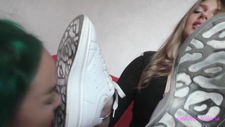 Goddess Valeria - My slut licks My sweaty socks, insoles, dusty sneakers and ballet flats! Pathetic sight