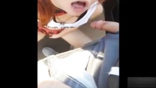 School girl suckig and fucking outside of the car