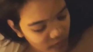 Two white Guys Cum on indonesian Girl Face