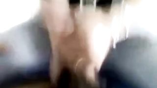 Handjob: She sits on guy and jerks him off