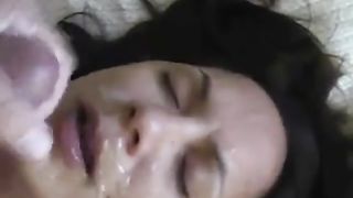 Dirty talking girl gets a big facial 2