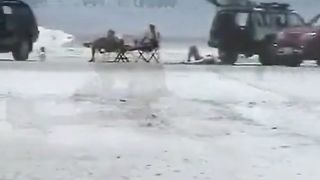 Beach dogging creampie