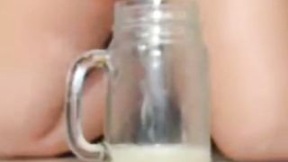 squirting into a jar