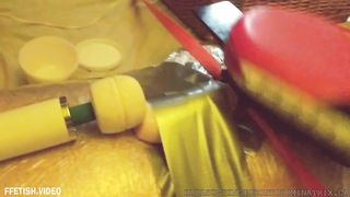 Ballbuster Bastienne - Mummified Crushed Balls Edging Footjob with Post Orgasm Ballbusting