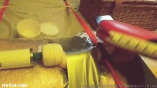 Ballbuster Bastienne - Mummified Crushed Balls Edging Footjob with Post Orgasm Ballbusting