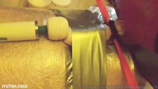 Ballbuster Bastienne - Mummified Crushed Balls Edging Footjob with Post Orgasm Ballbusting