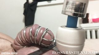 Ballbuster Bastienne - Ruined Orgasm Compilation with Cum in Chastity and Full Weight Ball Trample