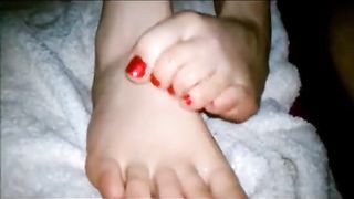 footjob cumshot compilation