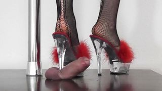 CBTrample - Mistress Alina - Painful Climax under GoGo High Heel Mules - Close View