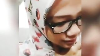 SandpDecent - Tudung Virgin Uni Student Nerd Cum on Face