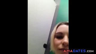 cute british girl fingers herself at work