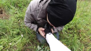 Schoolgirl in White Knee Socks, Slave Licks Shoes Femdome
